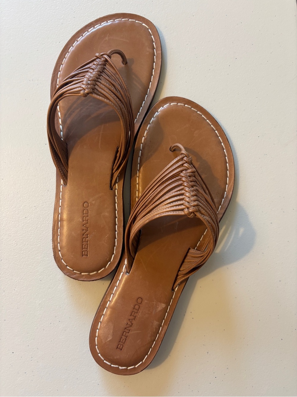 Bernardo Talia Tan Braided Leather Sandal Size 11 Quiet Luxury Old Money Hampton - Picture 2 of 8